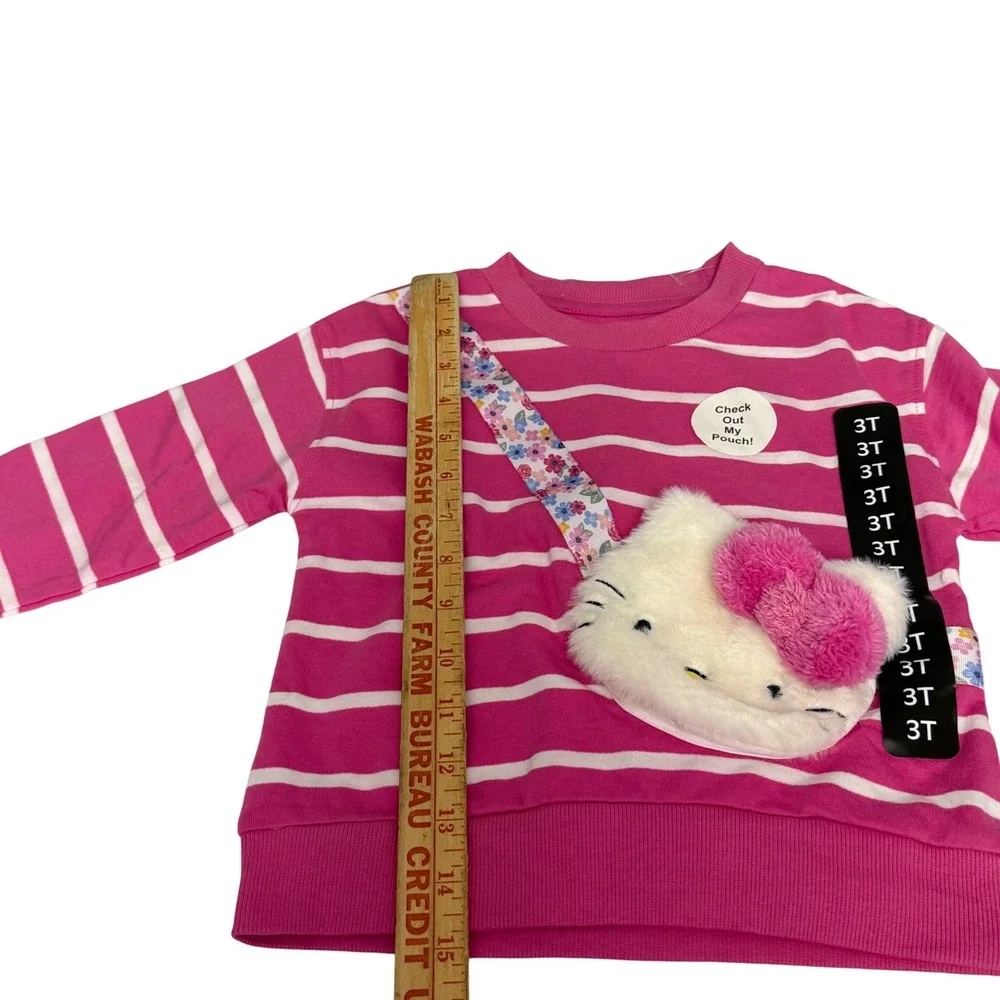 Hello Kitty Sanrio‎ Toddler Girls 3T Pink Striped Sweatshirt Floral Shorts Set